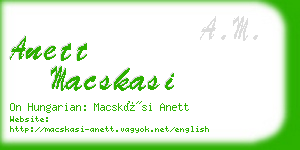 anett macskasi business card